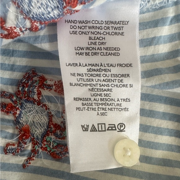 Anthropologie MAEVE crab print striped crop top blouse Medium M - Picture 5 of 6